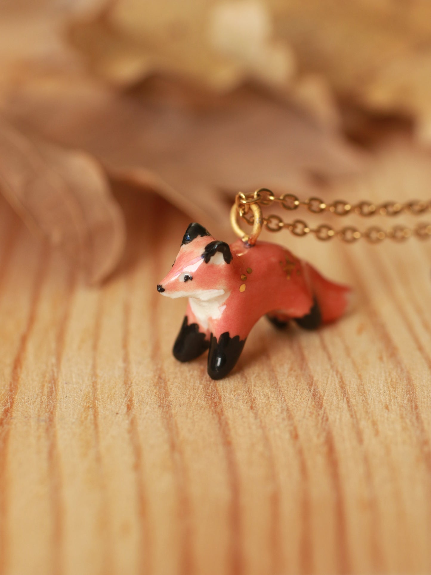 Fox necklace - 22k gold details