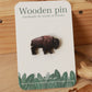 Bison pin - Wooden buffalo brooch