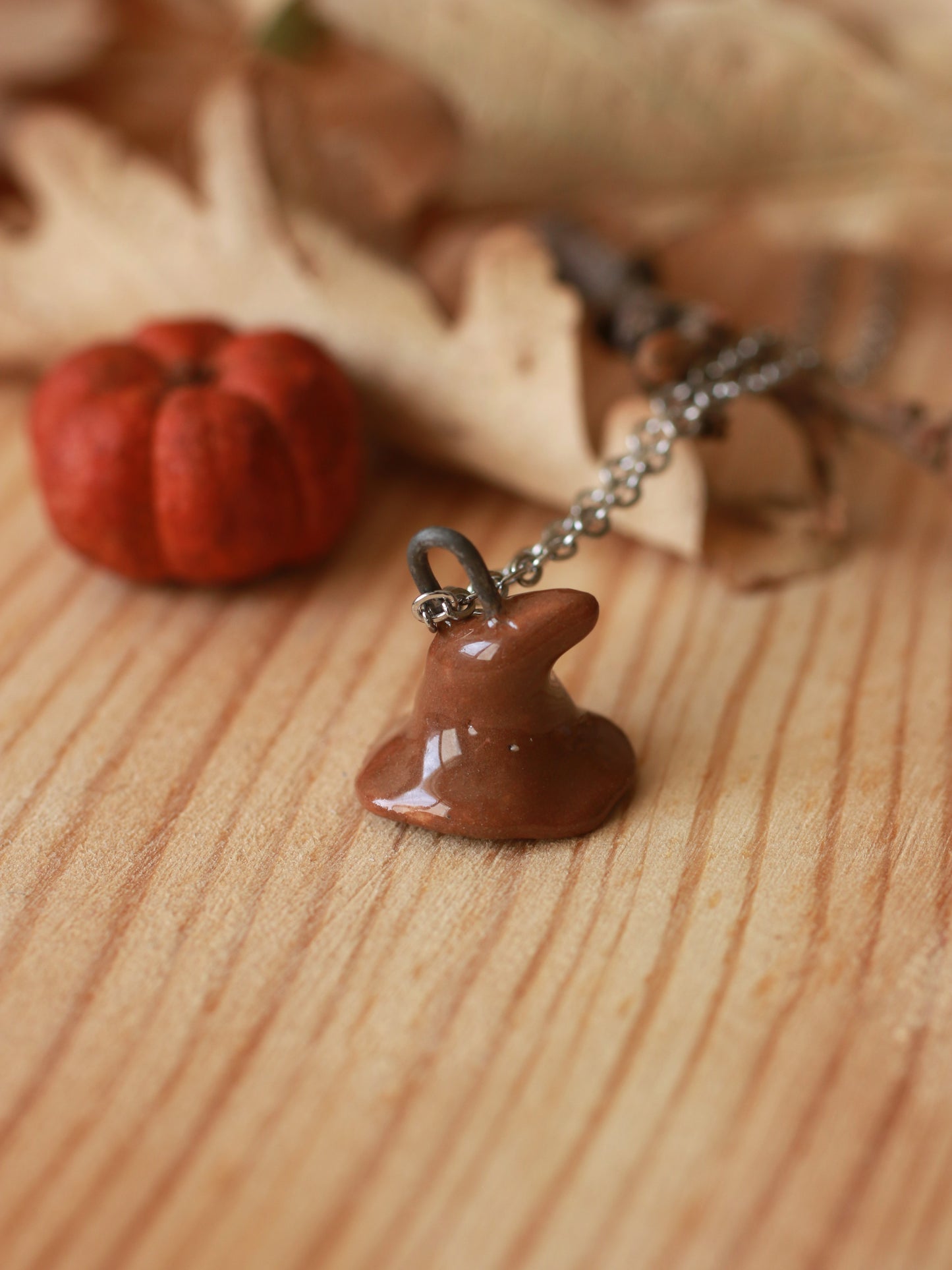 Ceramic Witches hat necklace