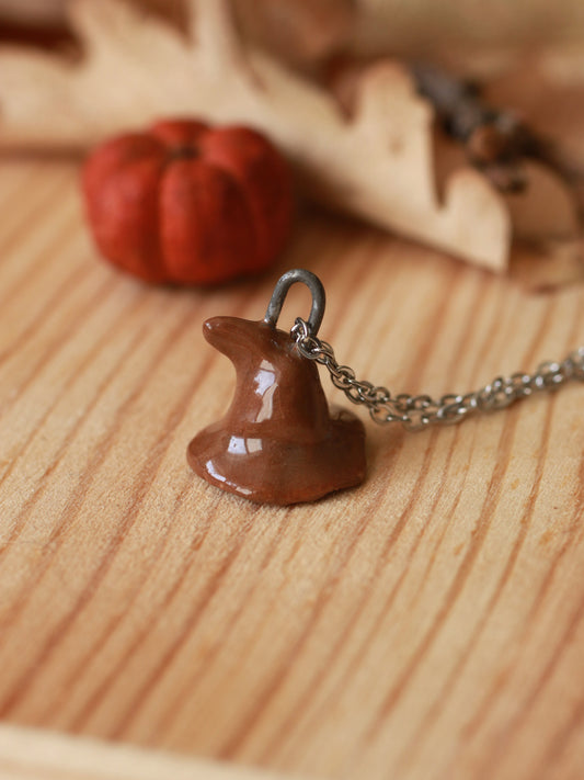 Ceramic Witches hat necklace