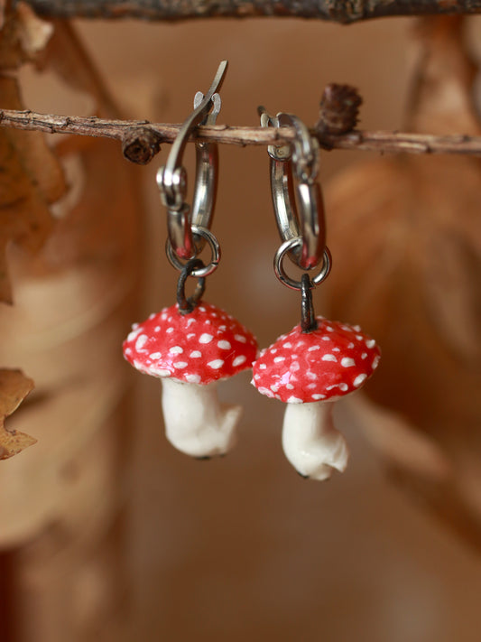 Fly-agaric Mushroom earrings