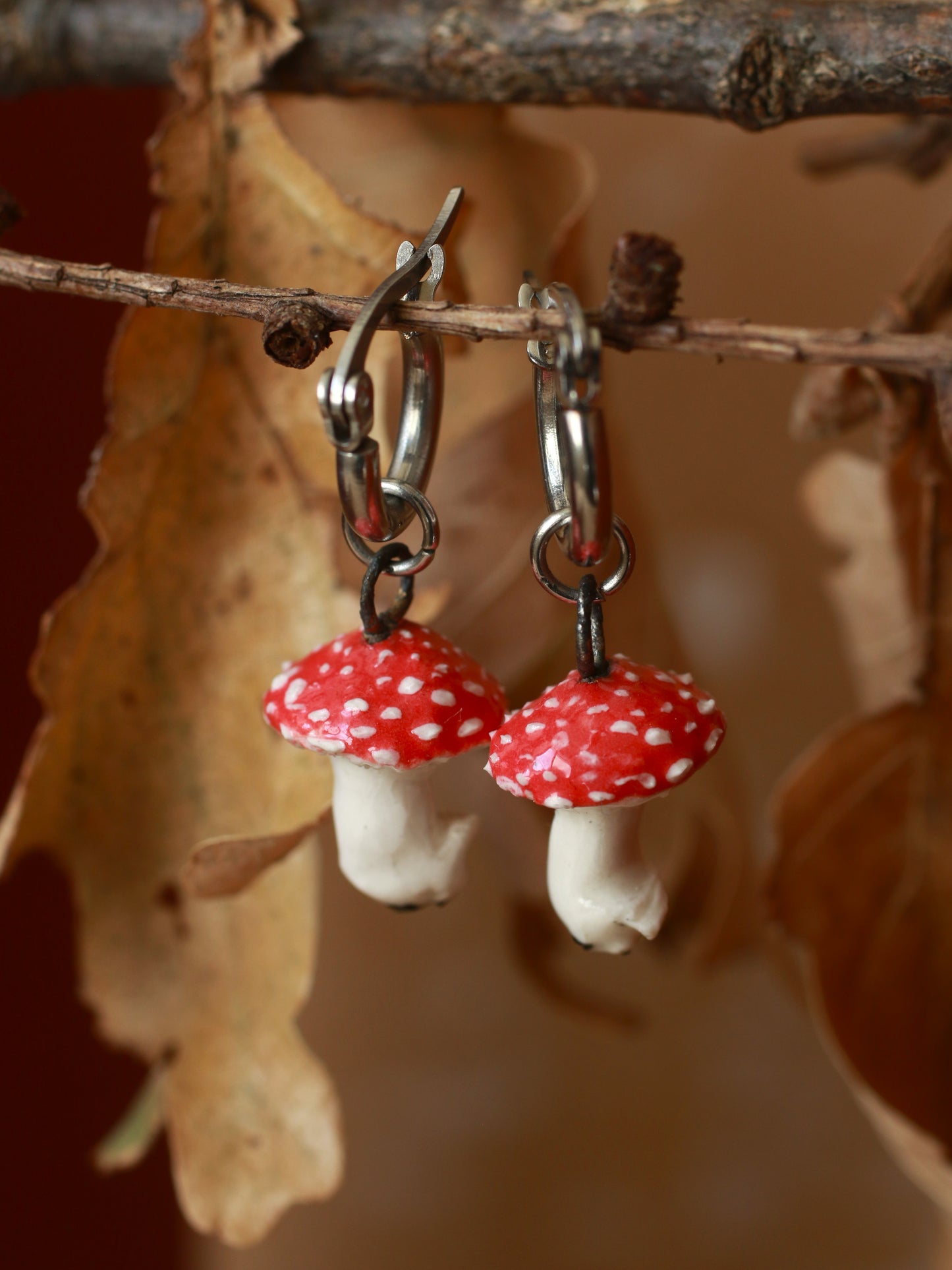 Fly-agaric Mushroom earrings