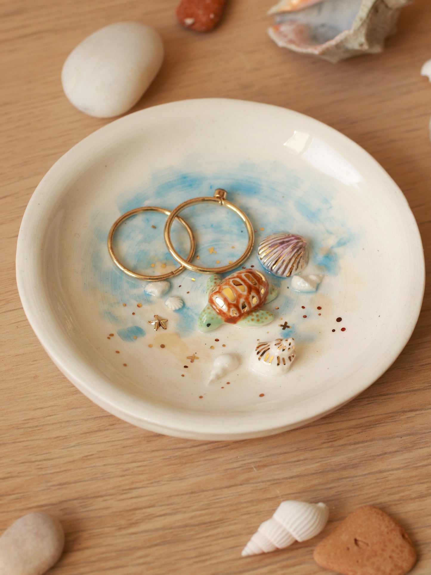 Turtle in the sea Ring Dish - Porcelain jewelry dish