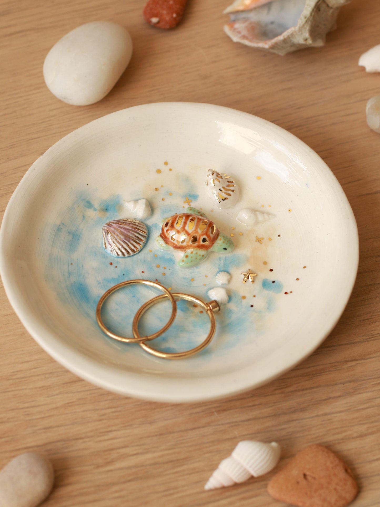 Turtle in the sea Ring Dish - Porcelain jewelry dish