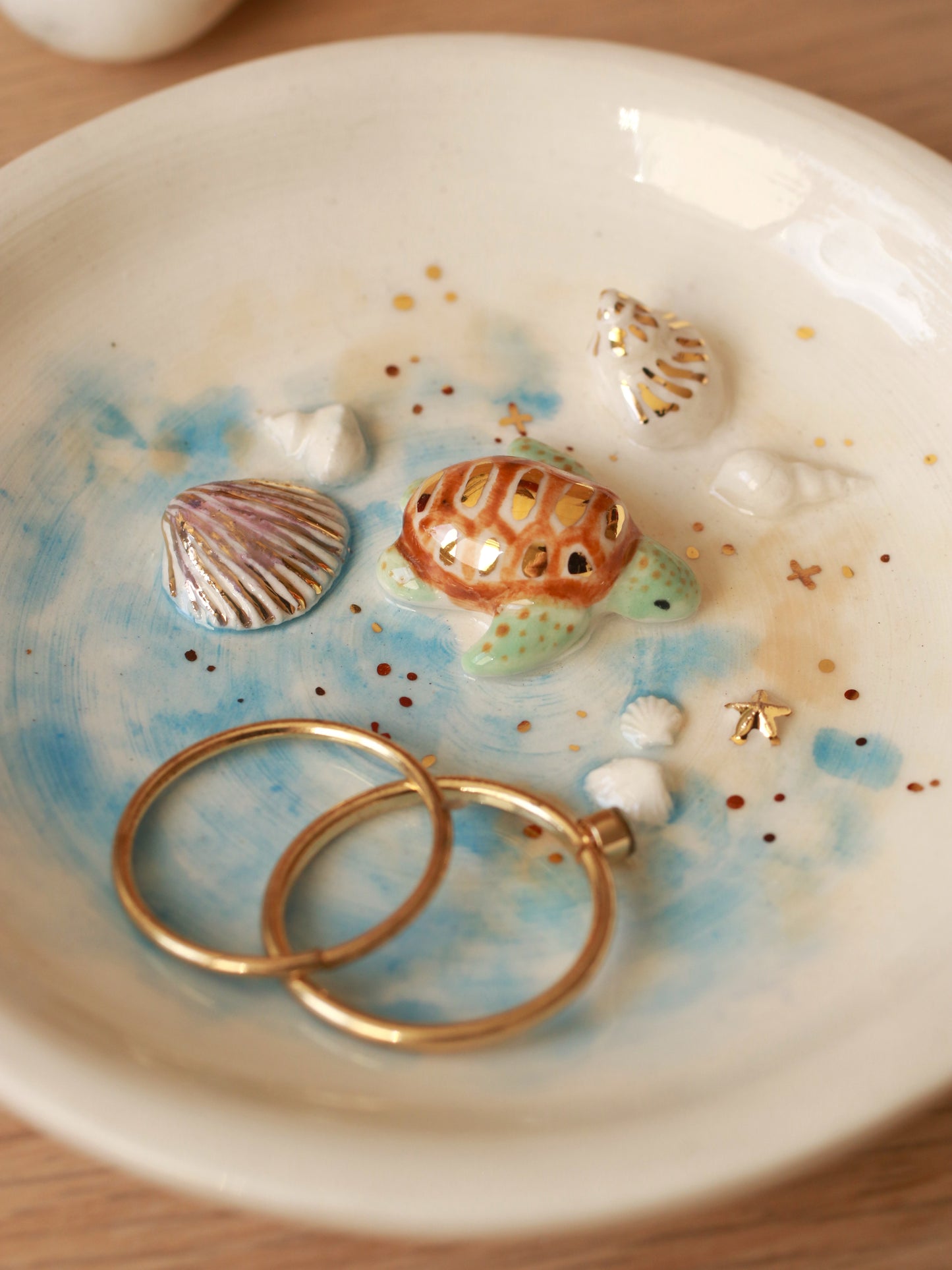 Turtle in the sea Ring Dish - Porcelain jewelry dish