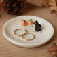 Black cat with pumpkins Ring Dish - Porcelain jewelry dish