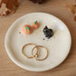 Black cat with pumpkins Ring Dish - Porcelain jewelry dish