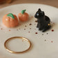 Black cat with pumpkins Ring Dish - Porcelain jewelry dish