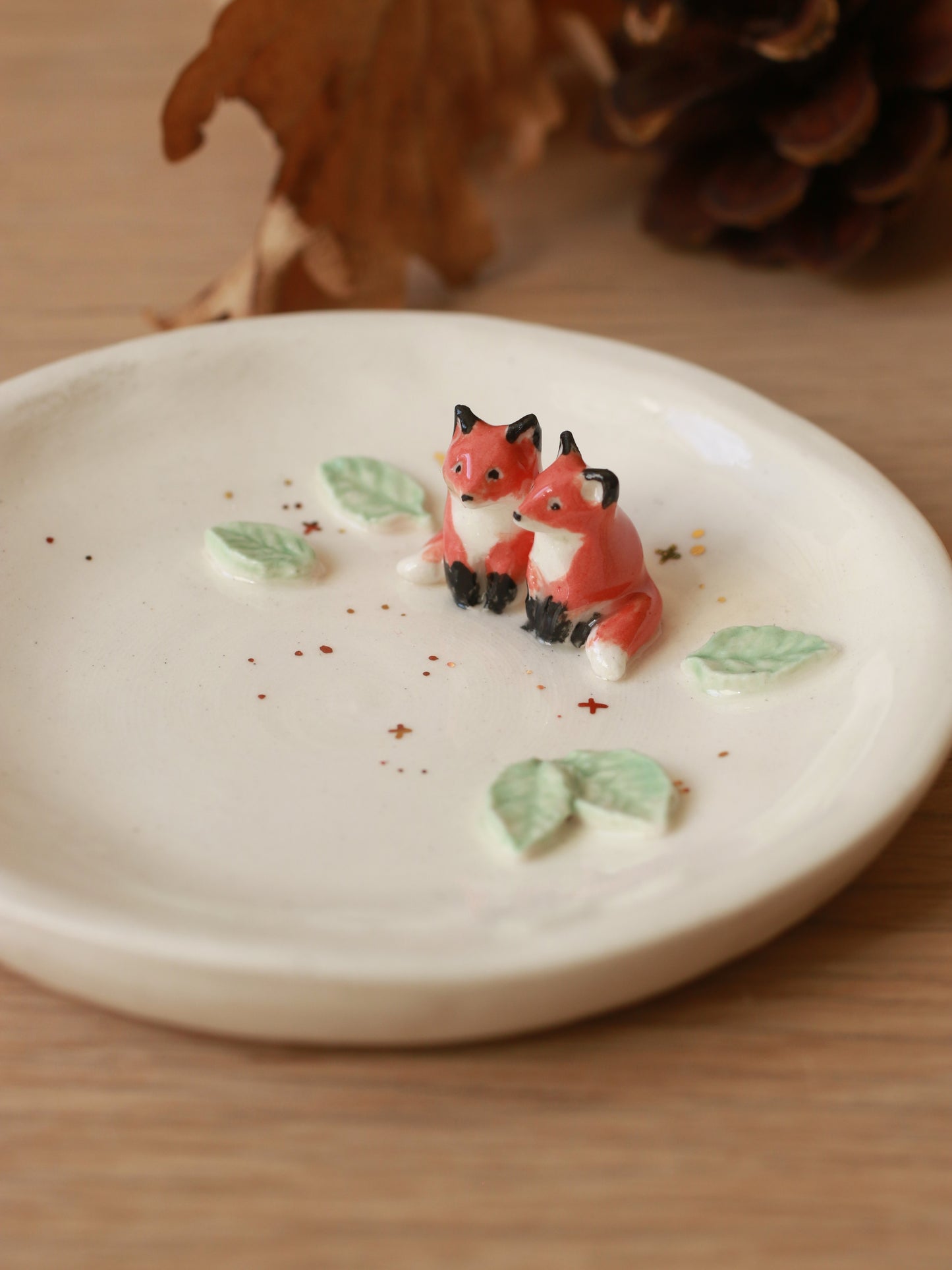 Foxes Ring Dish - Porcelain jewelry tray