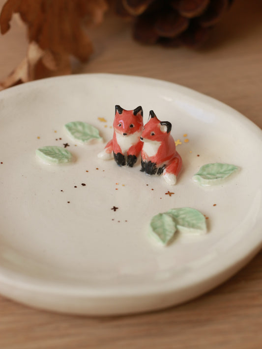 Foxes Ring Dish - Porcelain jewelry tray