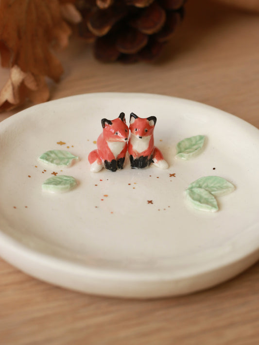 Foxes Ring Dish - Porcelain jewelry tray