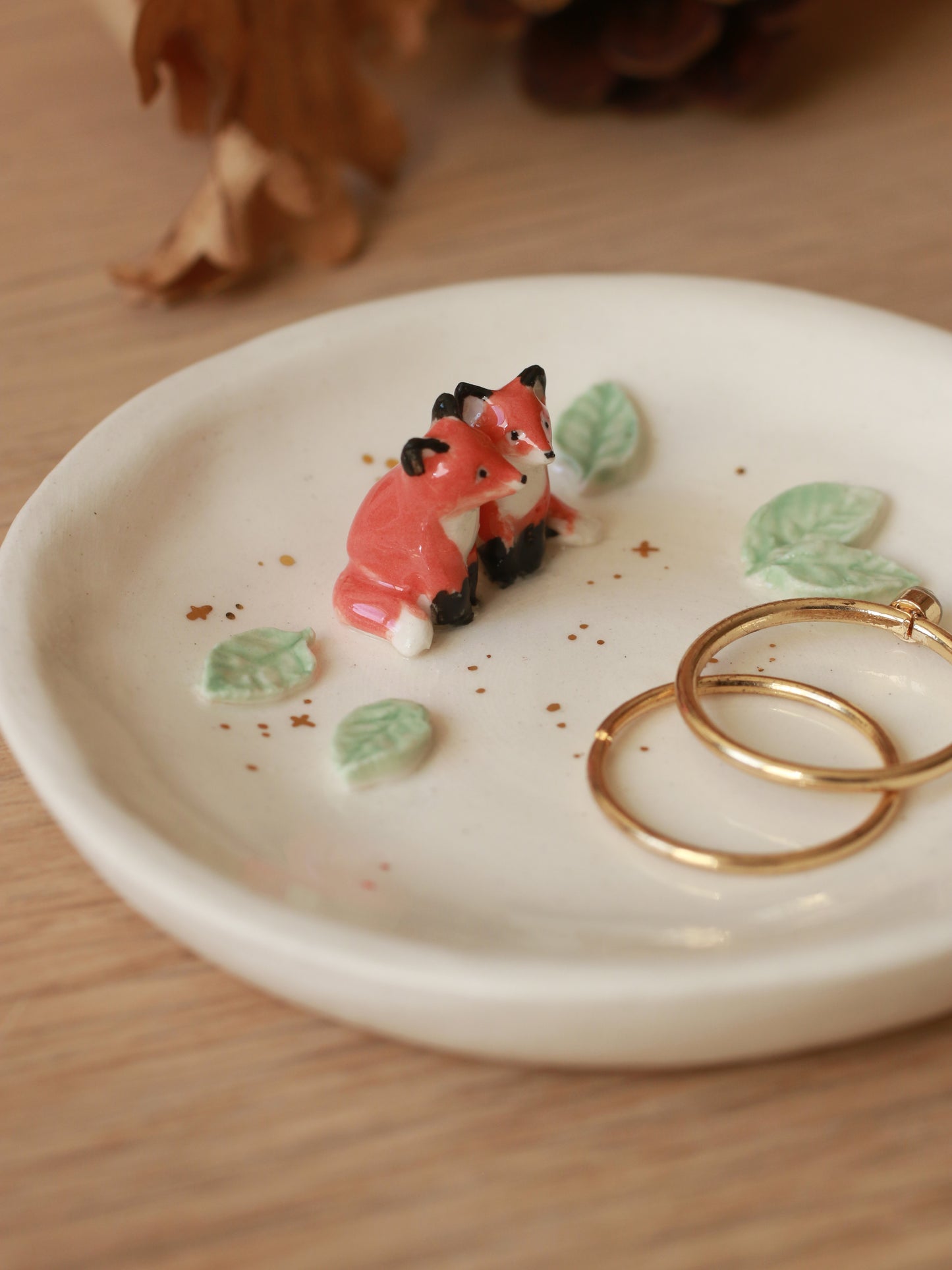 Foxes Ring Dish - Porcelain jewelry tray