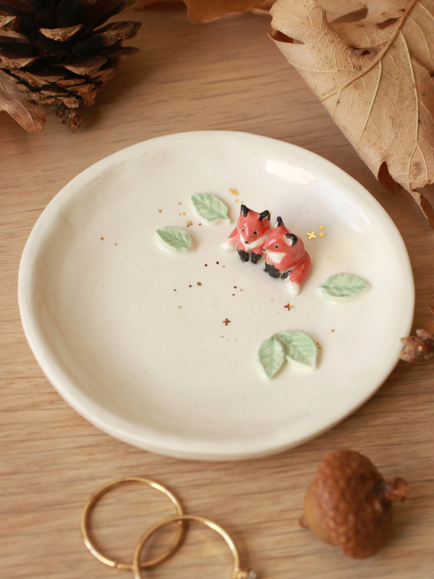 Foxes Ring Dish - Porcelain jewelry tray