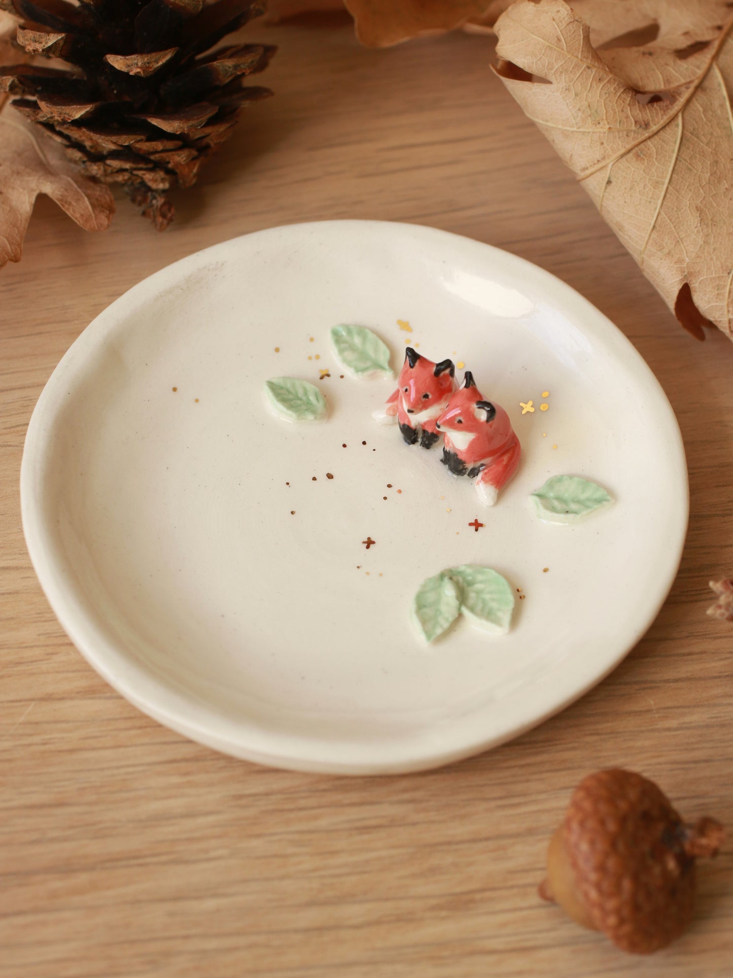 Foxes Ring Dish - Porcelain jewelry tray