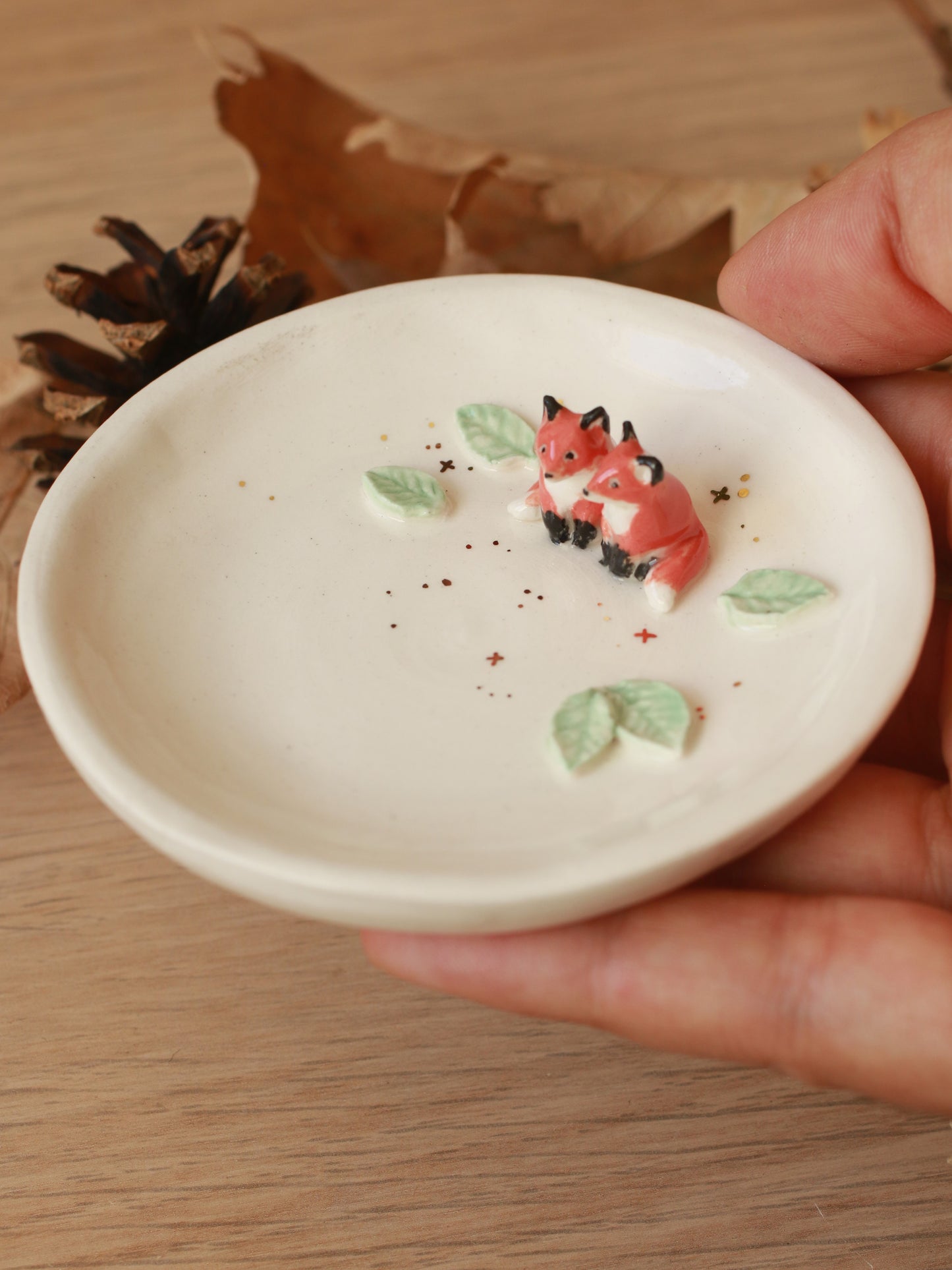 Foxes Ring Dish - Porcelain jewelry tray