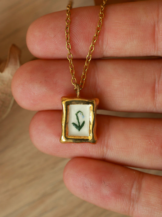 Lily of the valley painting necklace