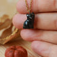 Black Cat necklace - 22k gold details