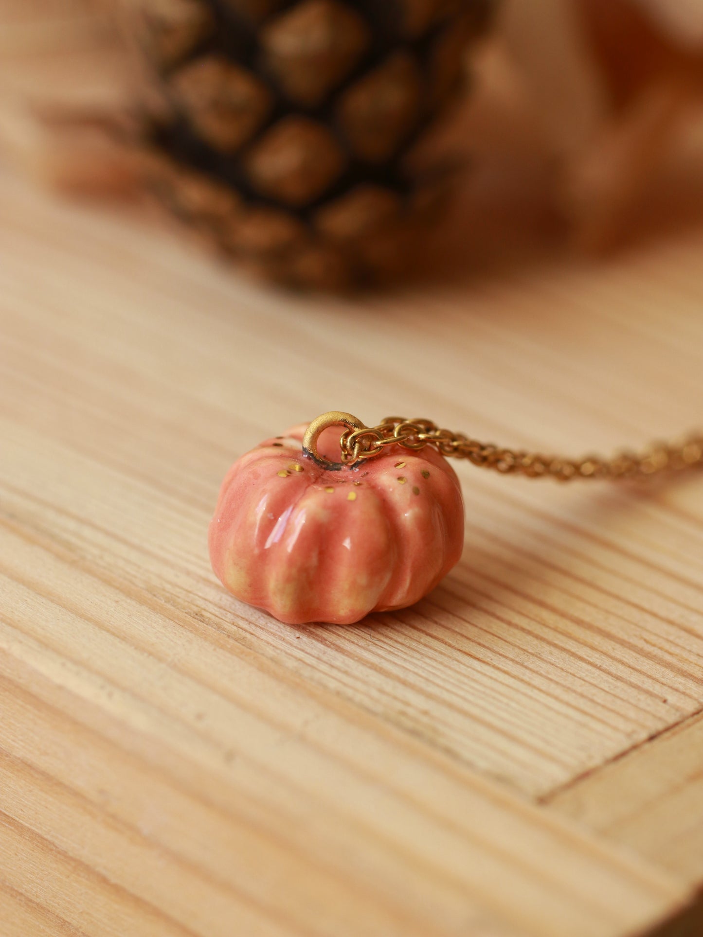 Ceramic pumpkin necklace