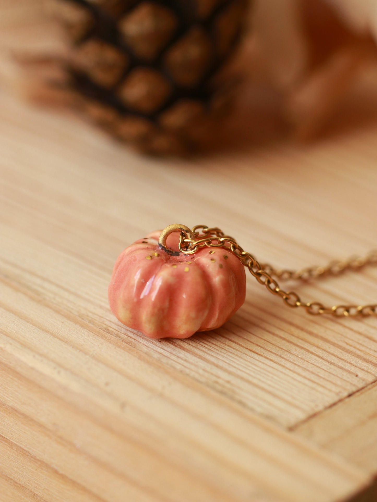 Ceramic pumpkin necklace