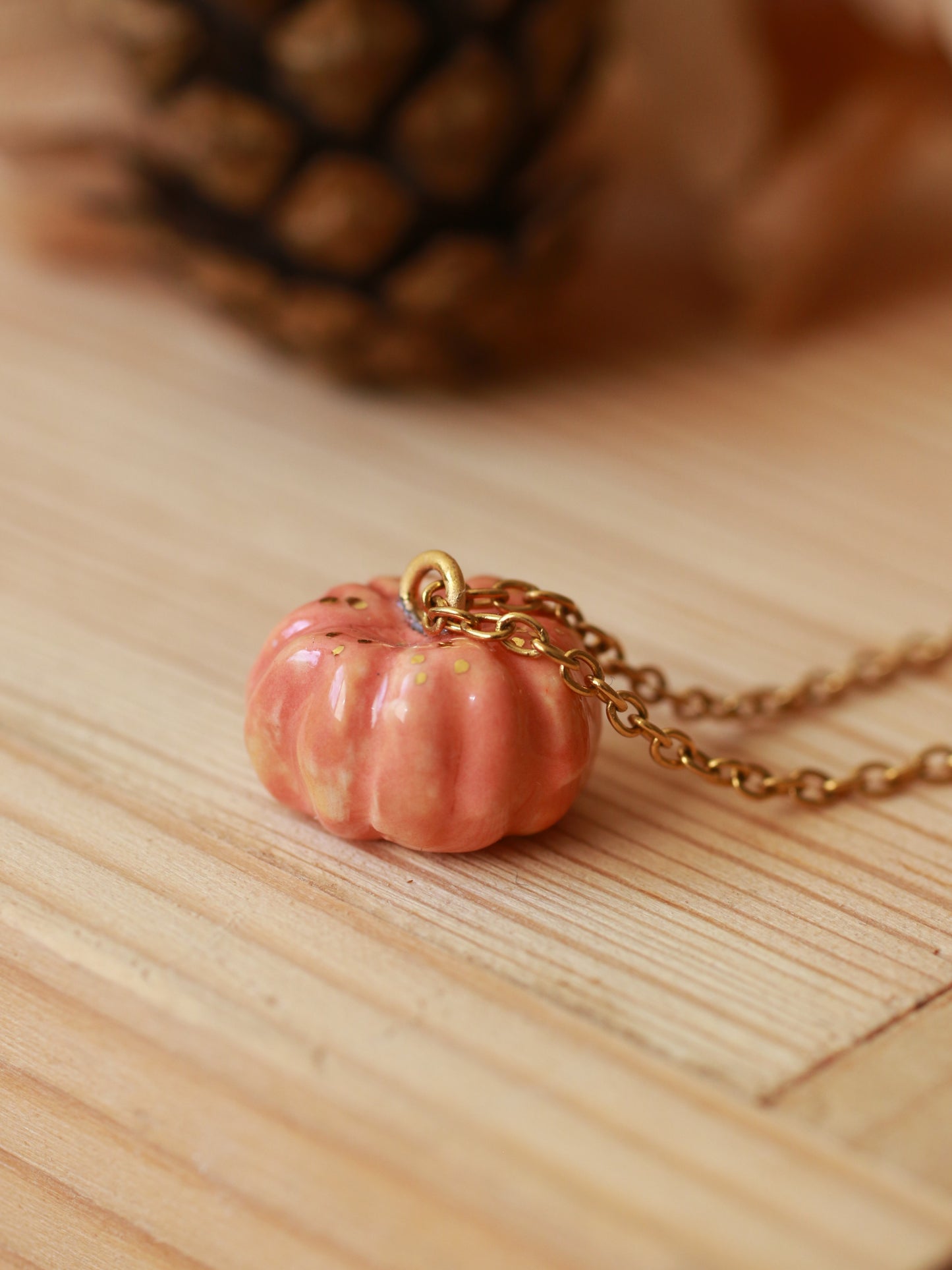 Ceramic pumpkin necklace