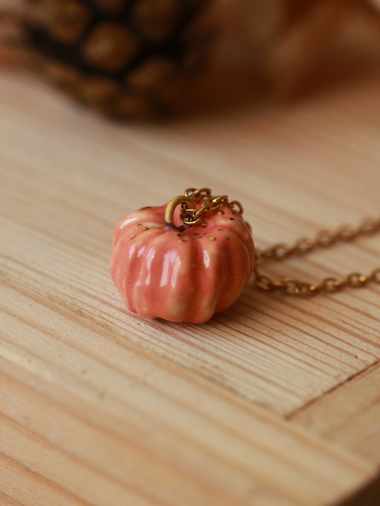 Ceramic pumpkin necklace