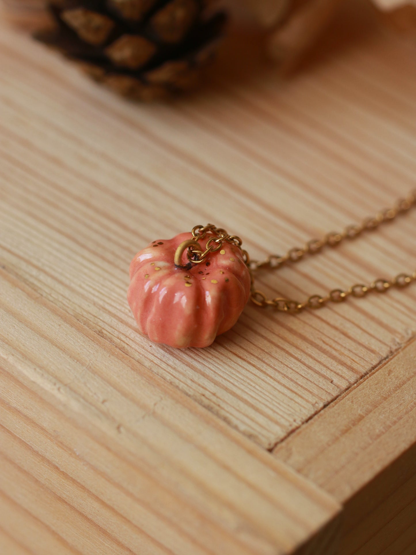 Ceramic pumpkin necklace