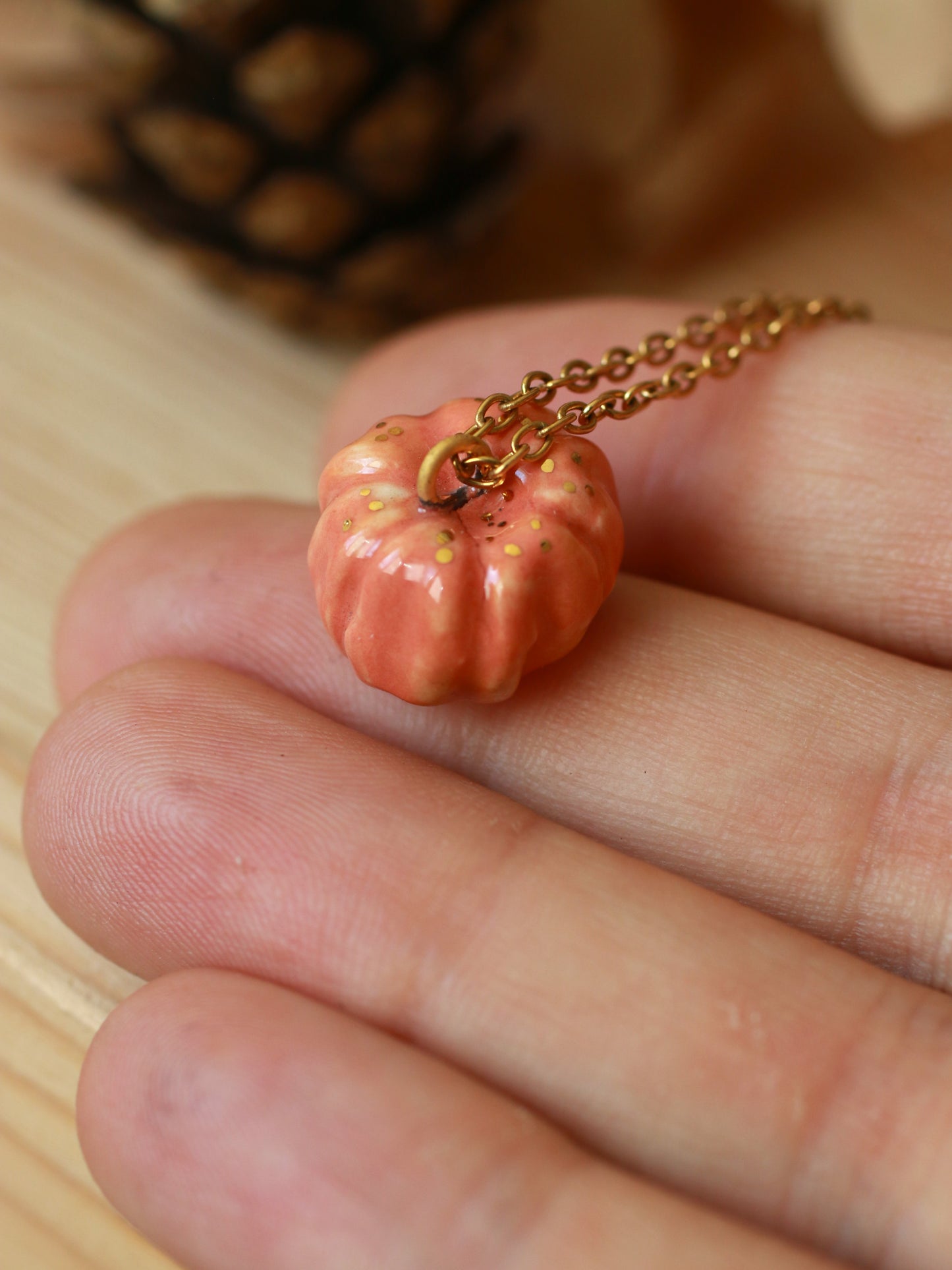 Ceramic pumpkin necklace