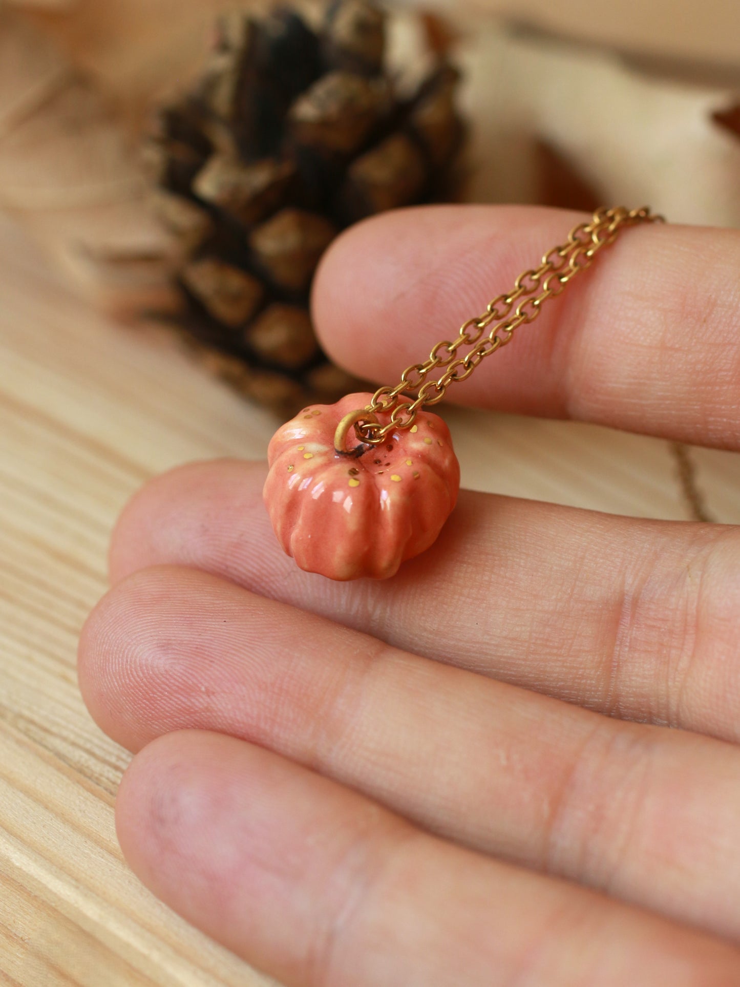 Ceramic pumpkin necklace