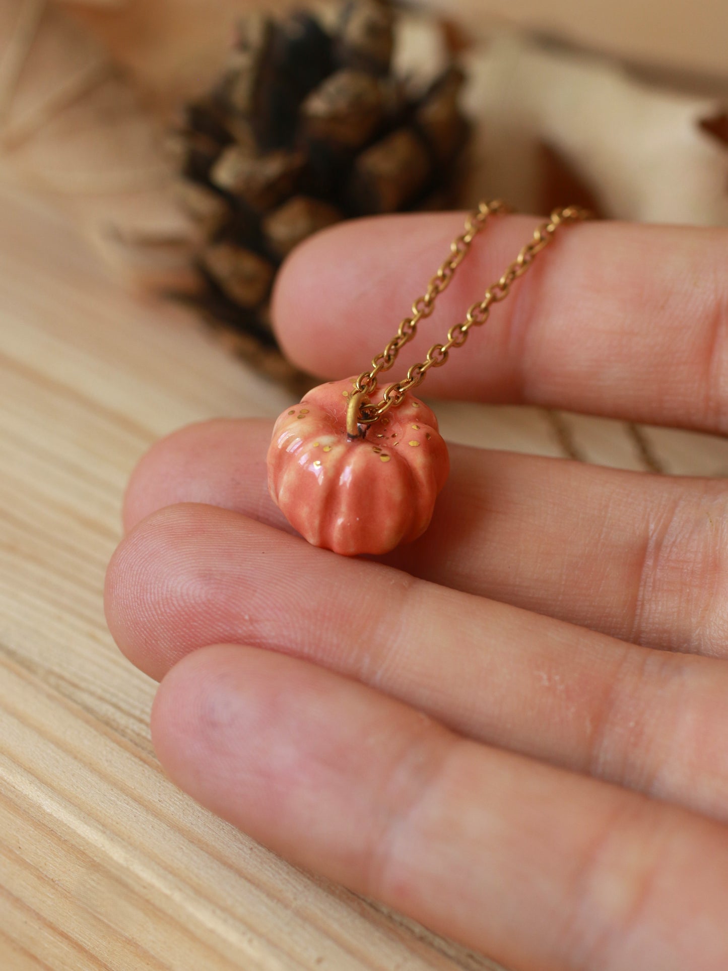 Ceramic pumpkin necklace