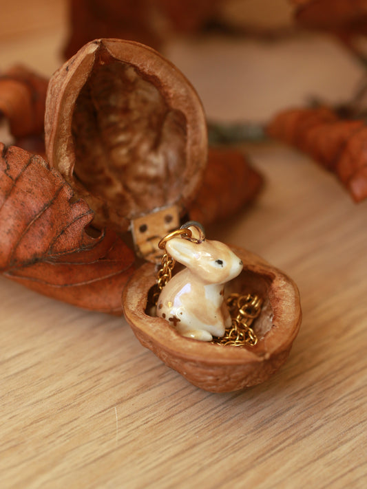 Bunny necklace - gold details