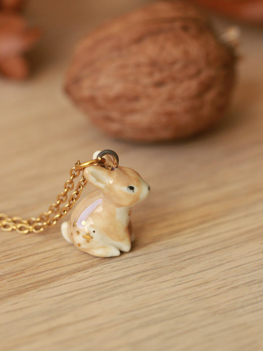 Bunny necklace - gold details