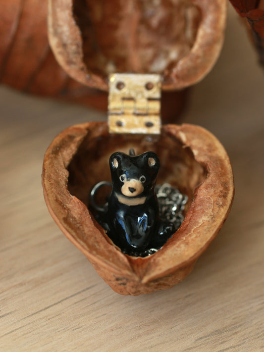 Black bear necklace in a walnut box