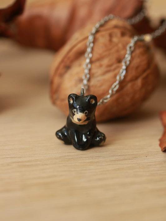 Black bear necklace in a walnut box