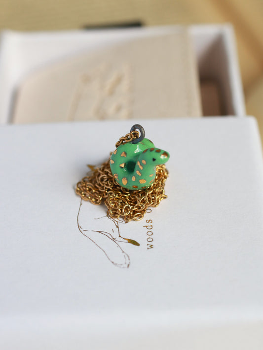 Ceramic snake necklace - 22k gold details