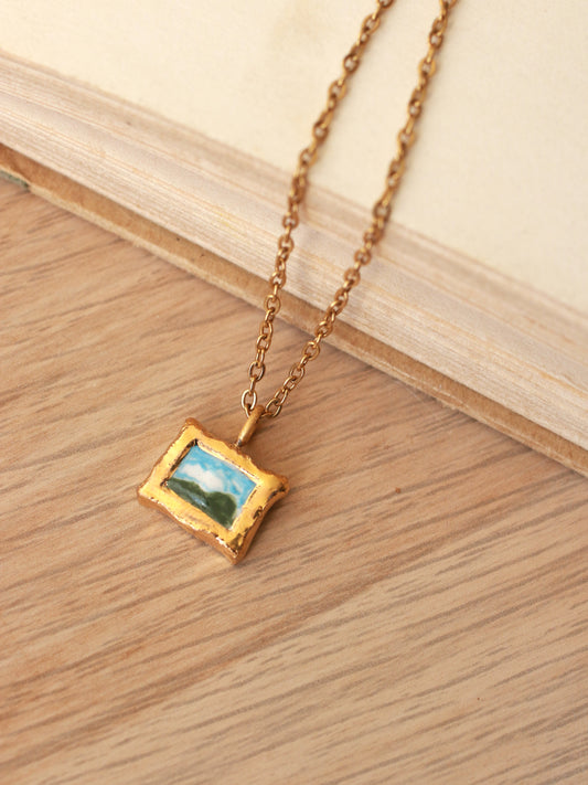 Landscape painting necklace