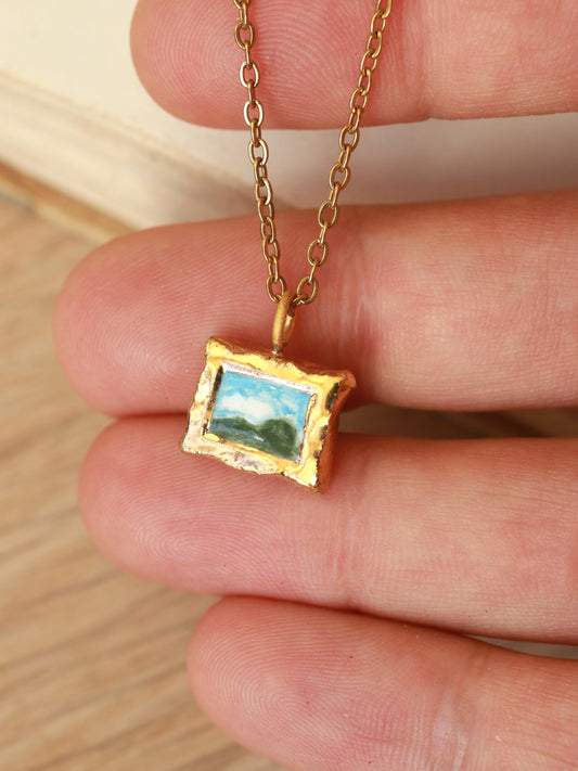 Landscape painting necklace