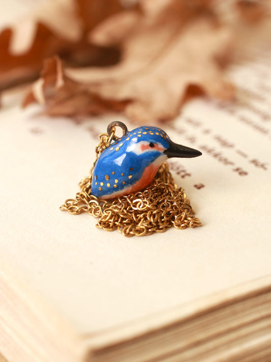 Kingfisher necklace - 22k gold details