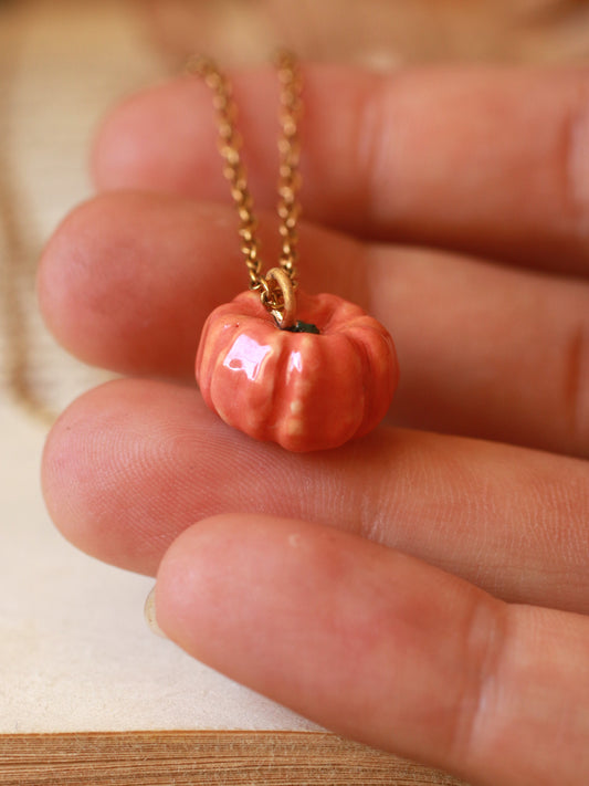 Ceramic pumpkin necklace