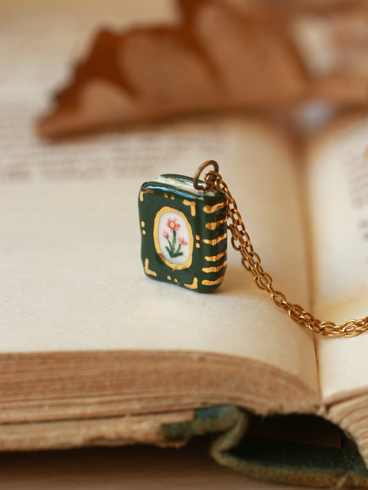 Mushroom book necklace