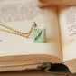 Flower book necklace - Light green book