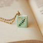 Flower book necklace - Light green book