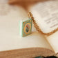 Flower book necklace - Light green book