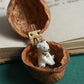 Ceramic bear necklace in a walnut box - 22k gold details