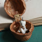 Ceramic bear necklace in a walnut box - 22k gold details
