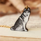 Husky necklace - wooden dog pendant