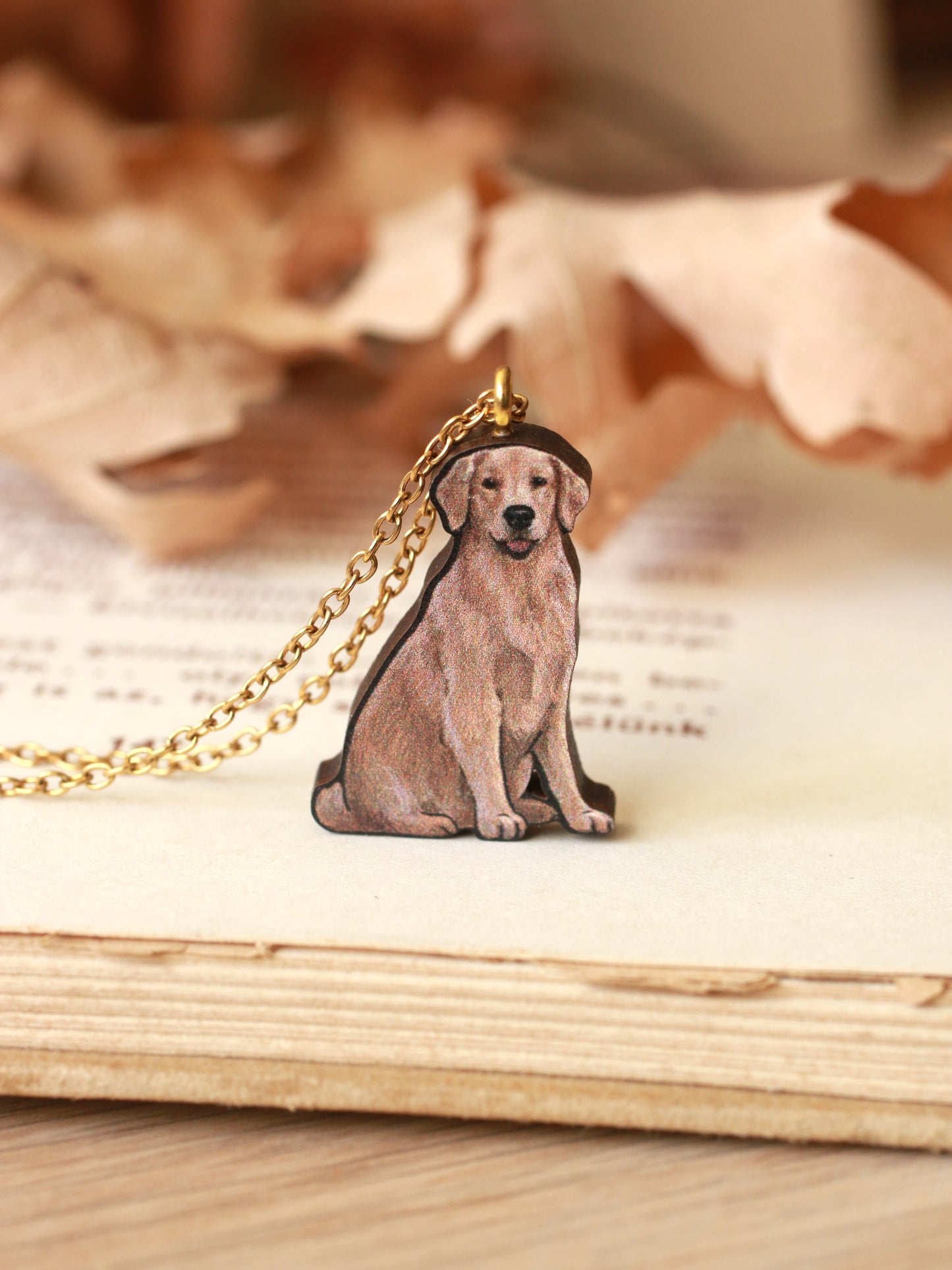 Dog necklace - wooden dog pendant