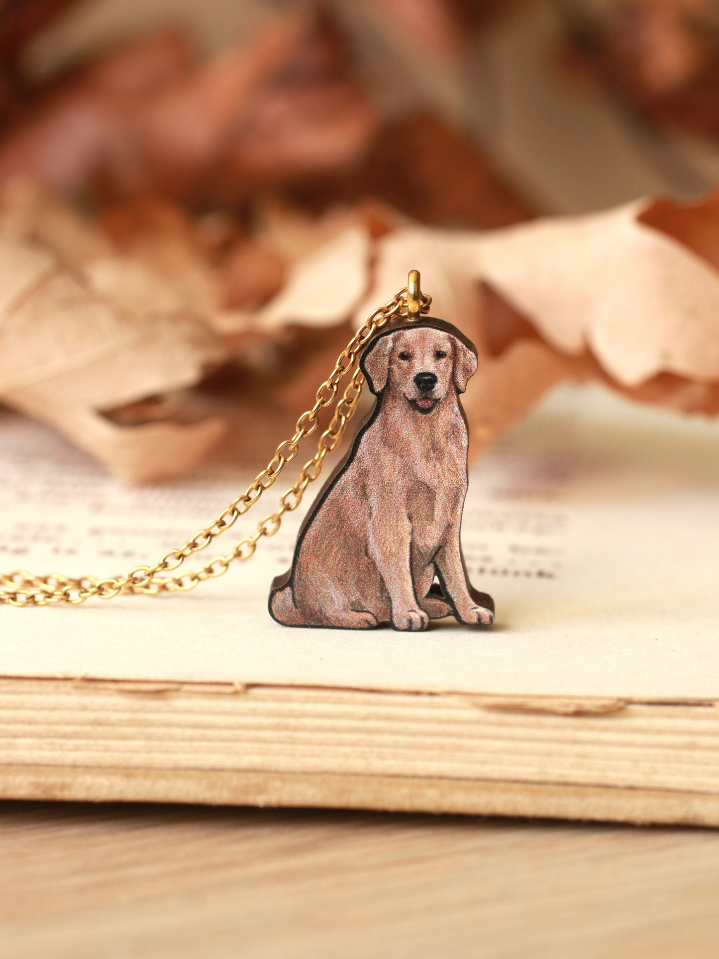 Dog necklace - wooden dog pendant