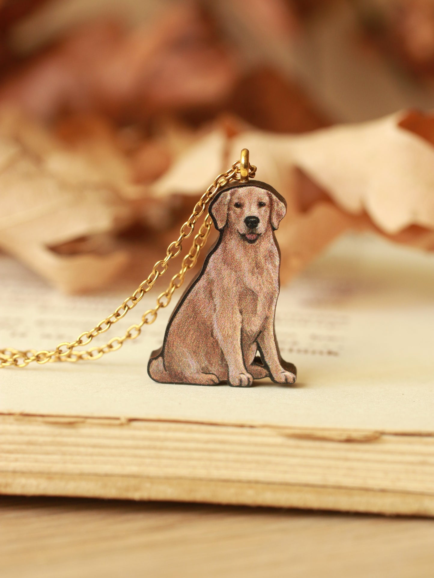 Dog necklace - wooden dog pendant