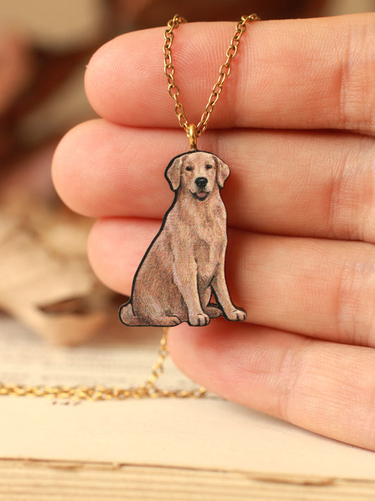 Dog necklace - wooden dog pendant