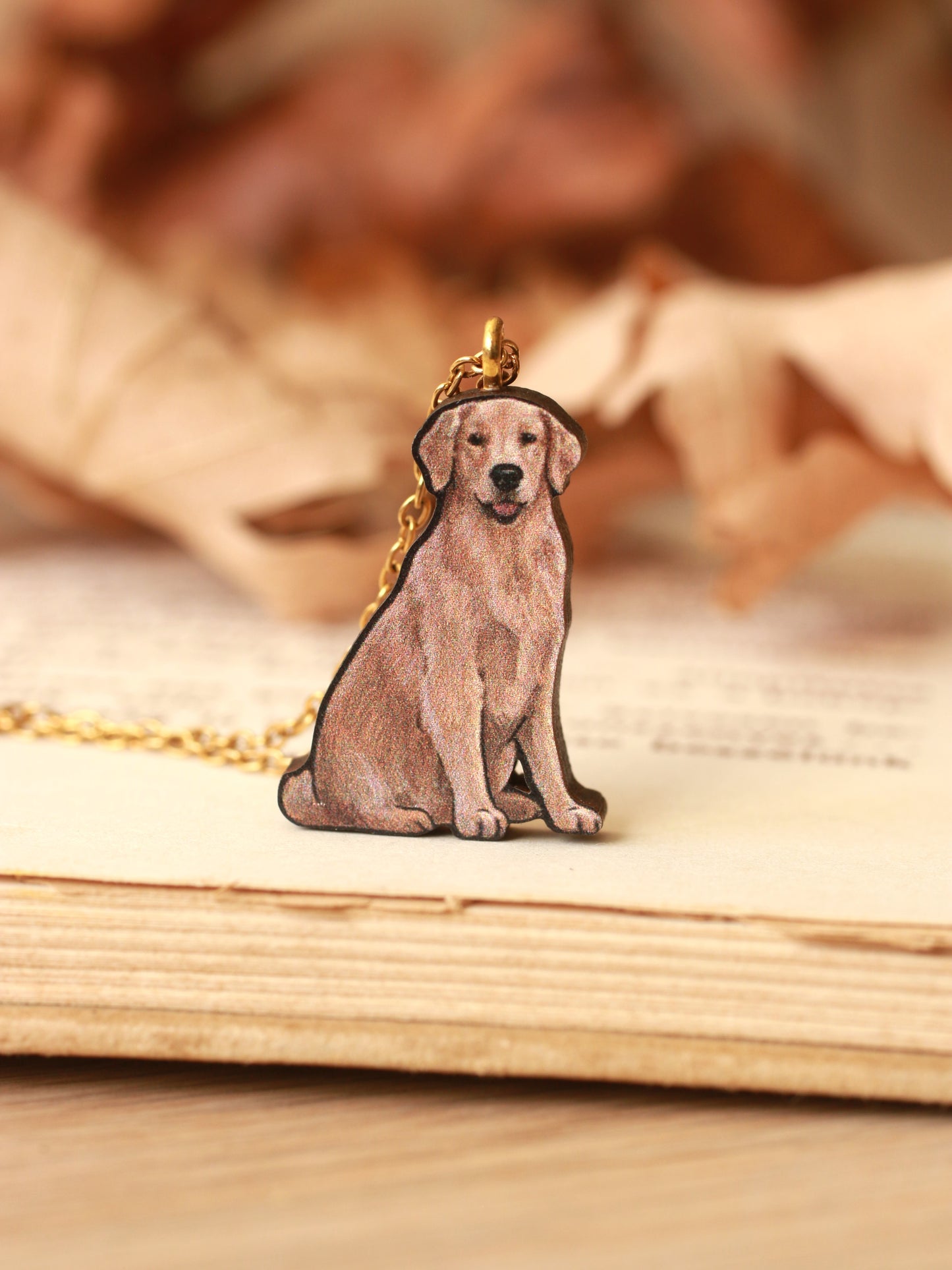 Dog necklace - wooden dog pendant